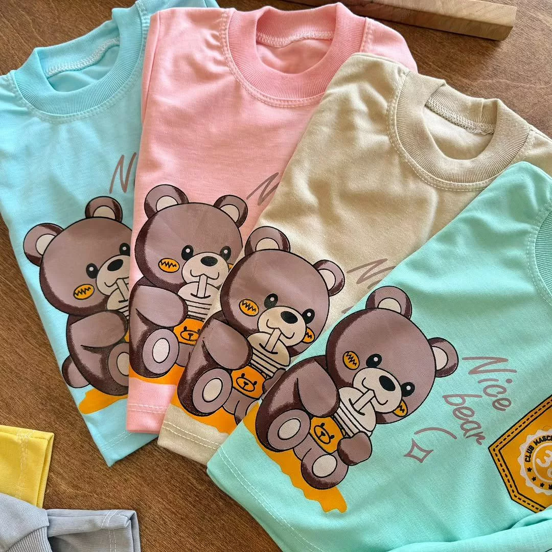 بلوز شلوار خرس نوشیدنی و خرس جیبی سایز ۴ تا ۶ کد ۵۳۱۴