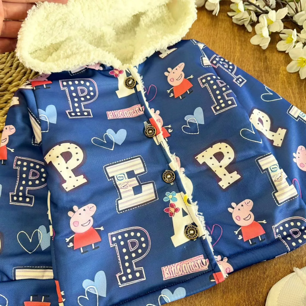 کاپشن رویه غواصی سرمه ای پپاپیگ و الفبا سایز ۳۵،۴۰ کد ۵۳۲۴