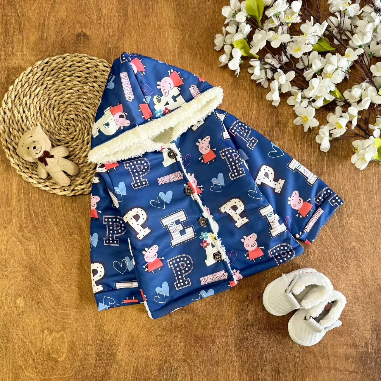 کاپشن رویه غواصی سرمه ای پپاپیگ و الفبا سایز ۳۵،۴۰ کد ۵۳۲۴