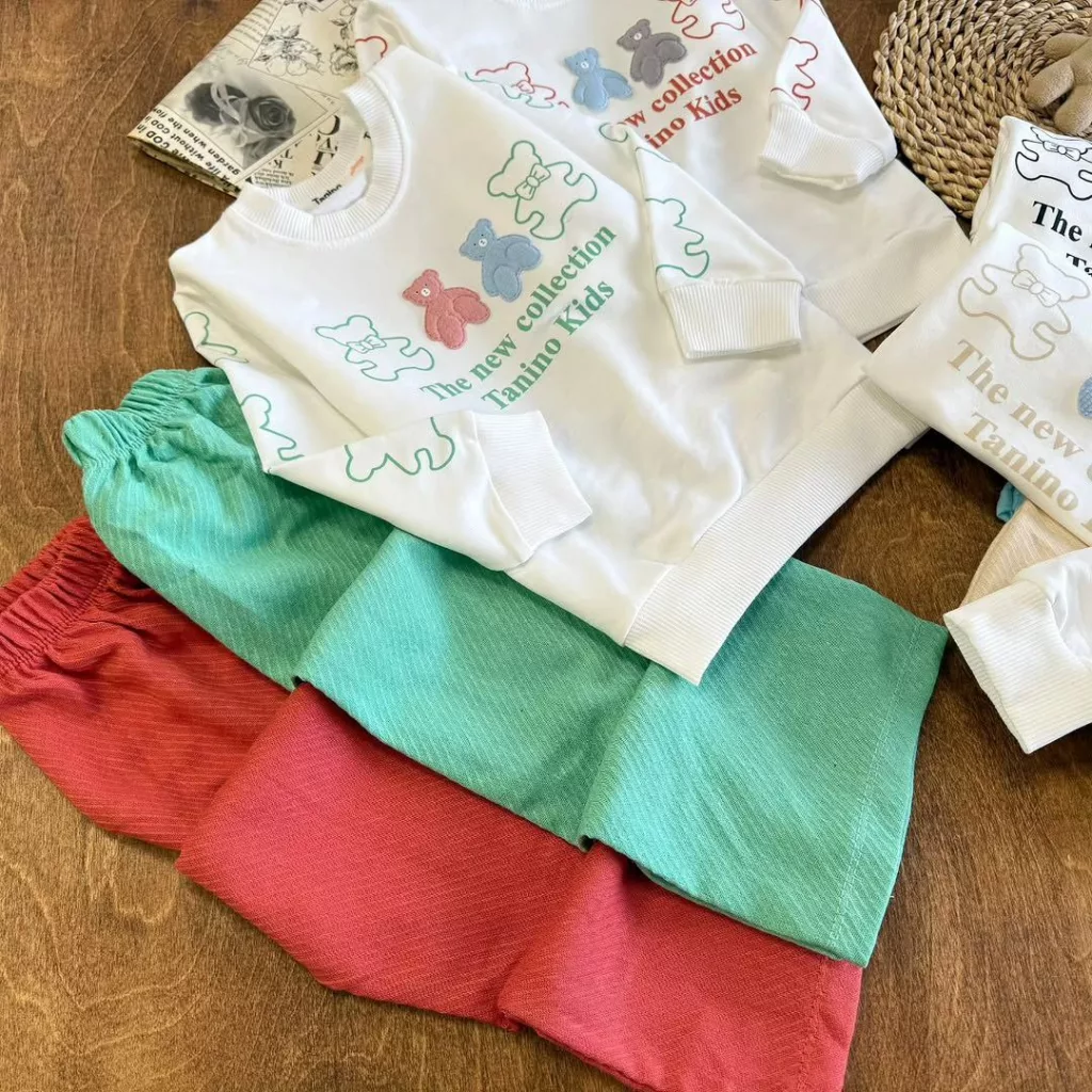 بلوز شلوار مراکشی دخترانه چند خرس سایز ۴۰ تا ۵۵ کد ۵۳۳۱