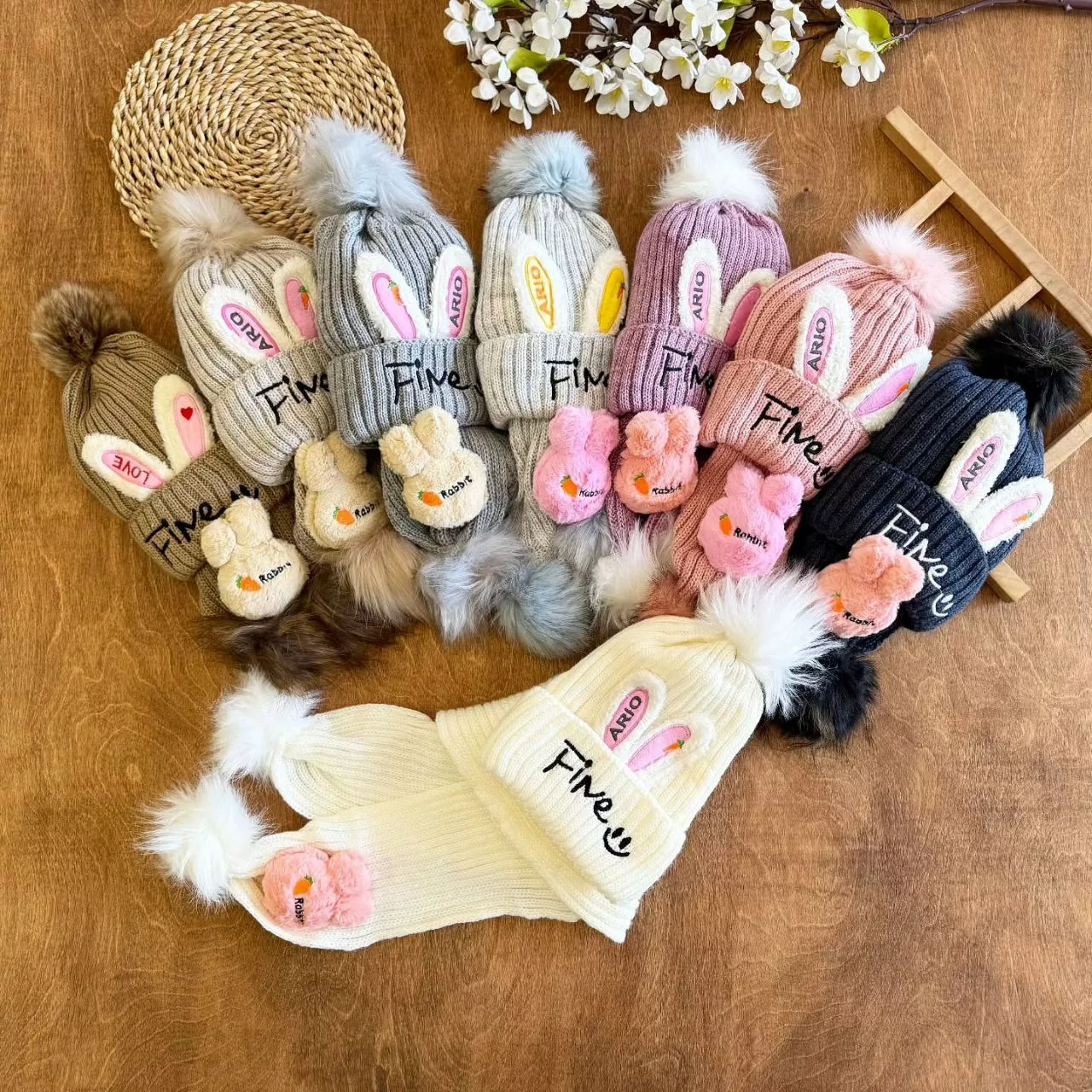 کلاه و شال خرگوشی (شال گردن دراز) fine کد ۵۳۴۳