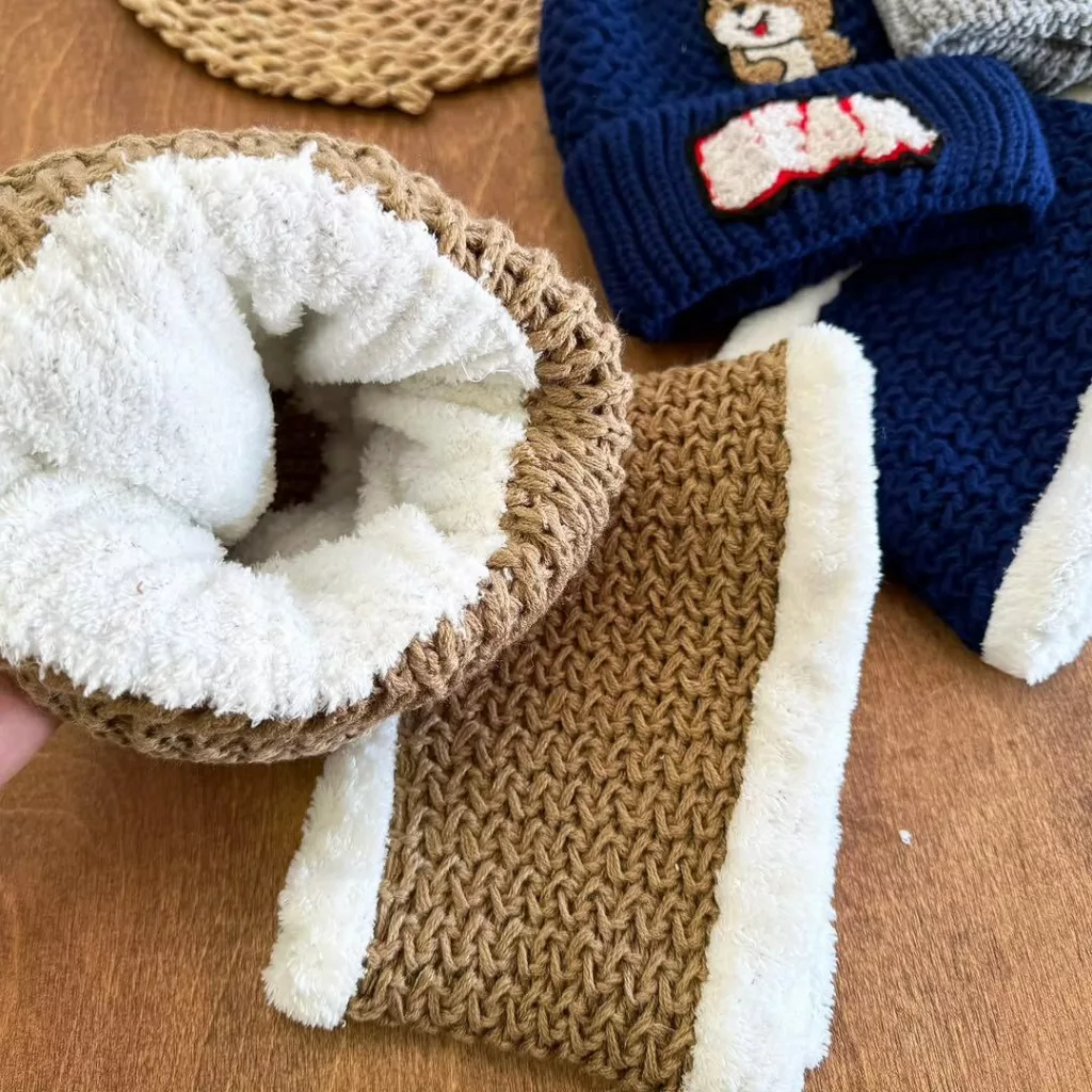 کلاه و شال گردنی خزدار (مارپیچ) خرس bear کد ۵۳۵۱