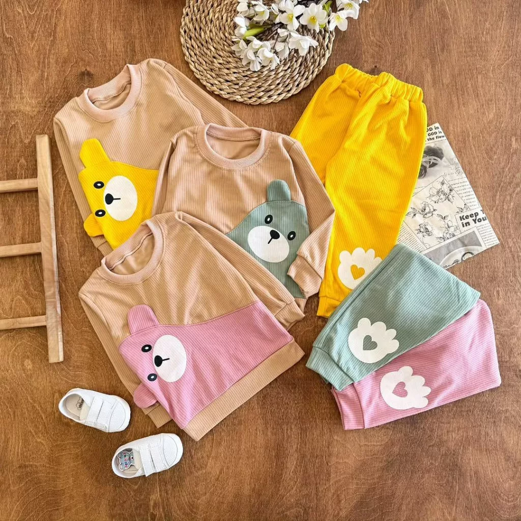 بلوز شلوار کبریتی خرس گوش دار کج سایز ۳۵،۴۰ کد ۵۳۶۷