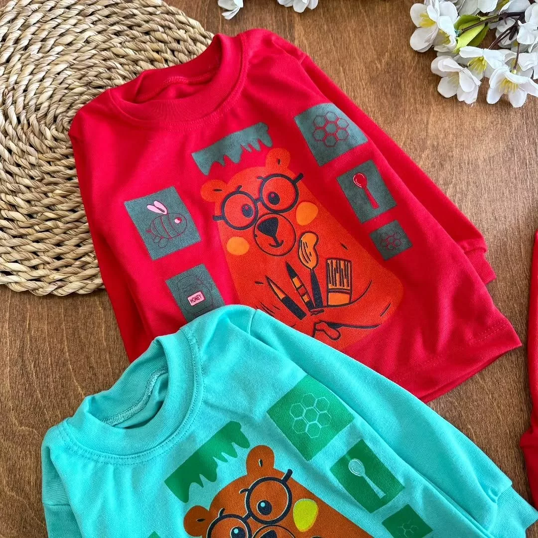 بلوز شلوار خرس نقاش عینکی سایز ۴ تا ۶ کد ۵۳۷۴