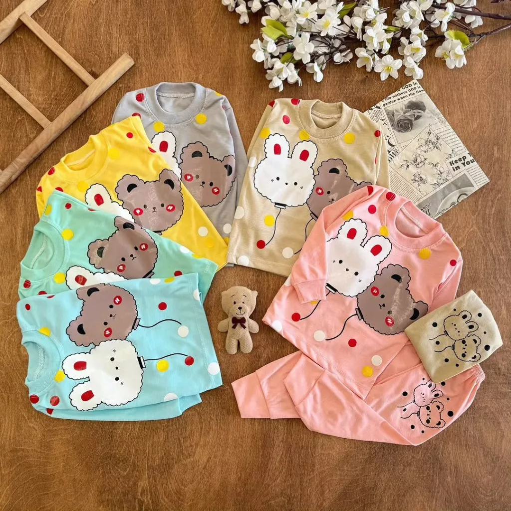 بلوز شلوار خرس و خرگوش بادکنکی سایز ۴ تا ۶ کد ۵۳۷۸