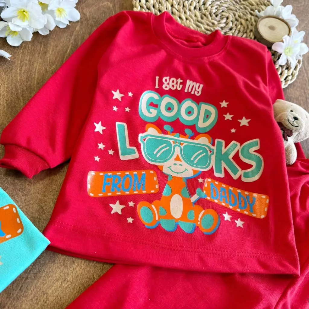 بلوز شلوار زرافه عینکی good luck سایز ۴ تا ۶ کد ۵۴۶۳