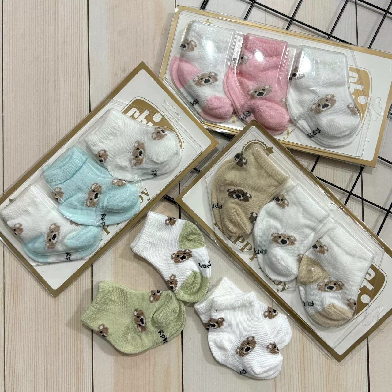 جوراب کارتی نوزادی طرح کله خرس کد 4275