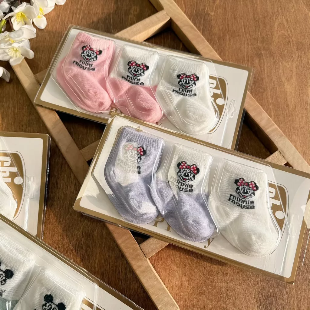 جوراب کارتی نوزادی میکی موس و مینی موس کد 5410