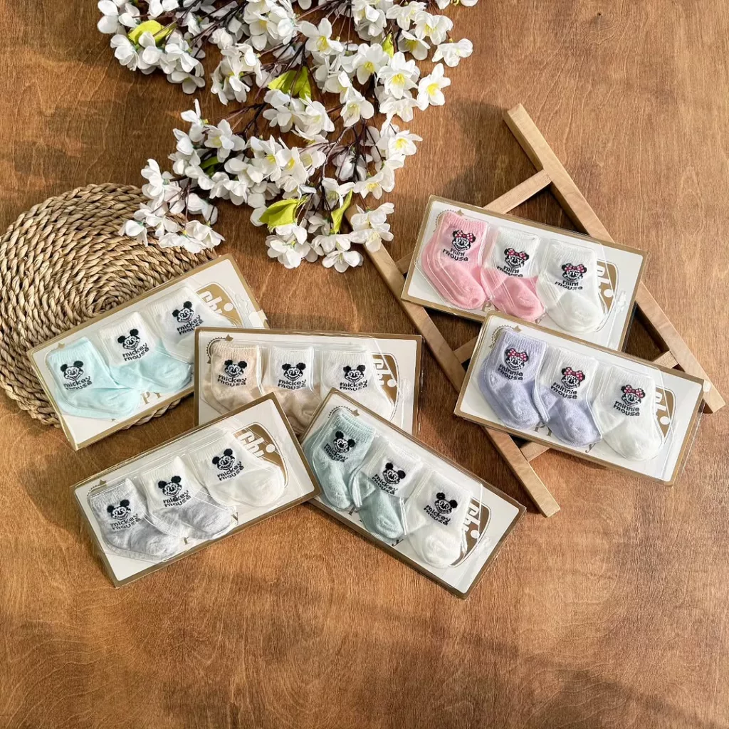 جوراب کارتی نوزادی میکی موس و مینی موس کد 5410