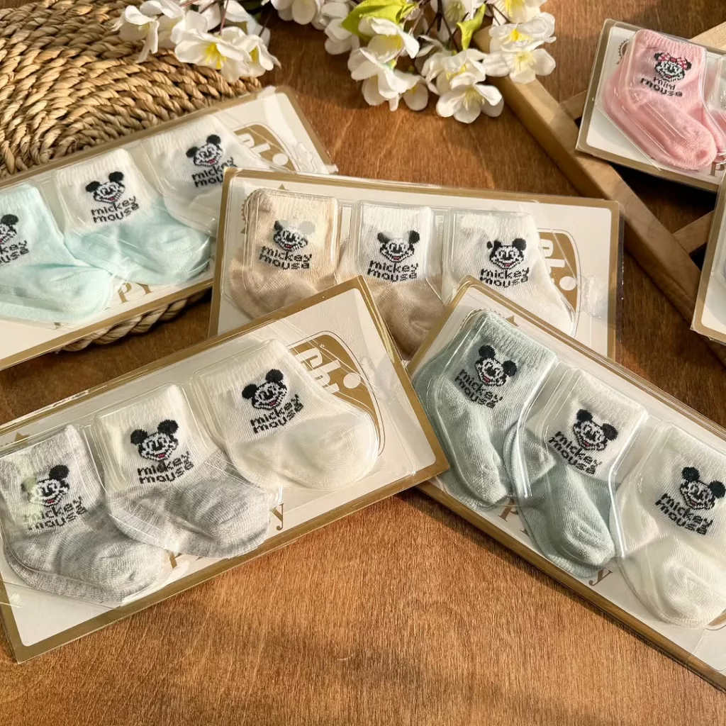 جوراب کارتی نوزادی میکی موس و مینی موس کد 5410