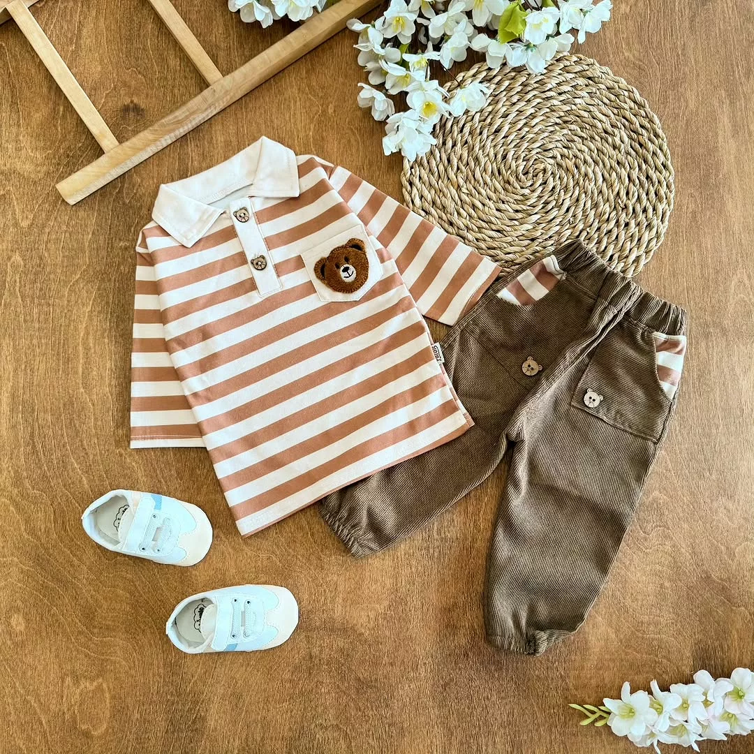 بلوز شلوار راه راه خرس برونو کد 4238