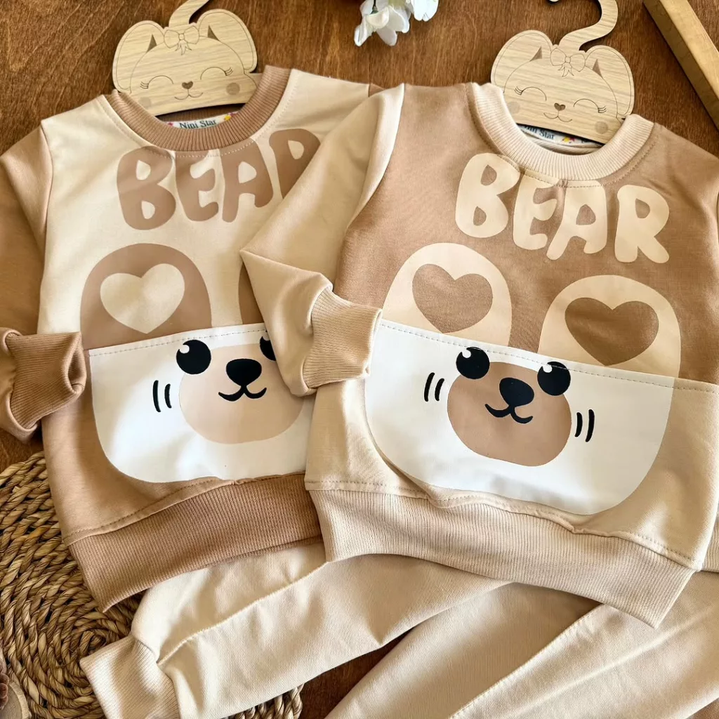 بلوز شلوار خرس گوش قلبی ns سایز 35 تا 45 کد 3909