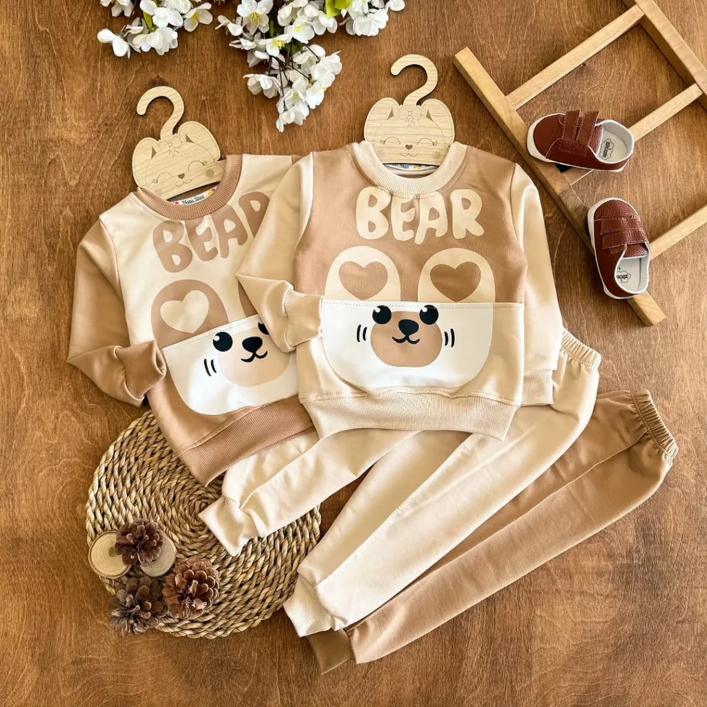 بلوز شلوار خرس گوش قلبی ns سایز 35 تا 45 کد 3909