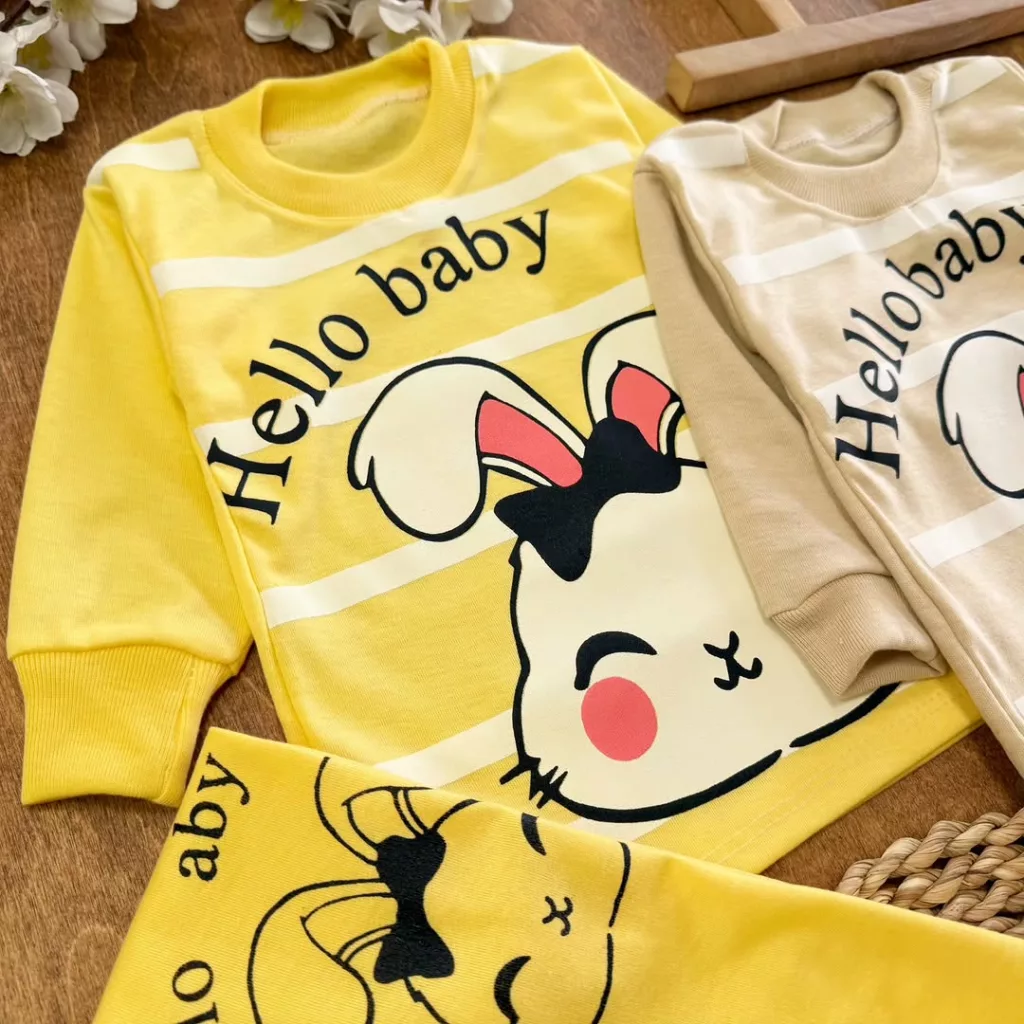بلوز شلوار راه راه خرگوش hello baby سایز ۴ تا ۶ کد ۵۱۷۸