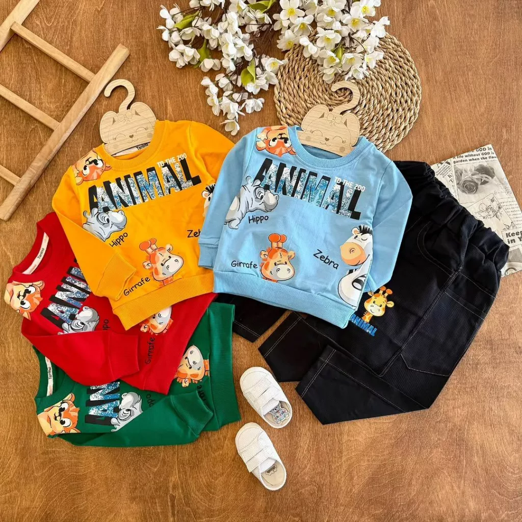 بلوز شلوار کتان حیوانات Animal سایز ۳۵ تا ۵۰ کد ۵۳۸۴