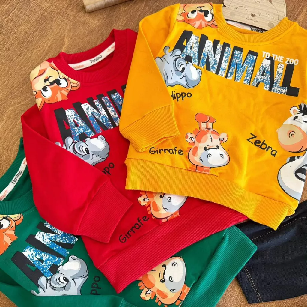 بلوز شلوار کتان حیوانات Animal سایز ۳۵ تا ۵۰ کد ۵۳۸۴