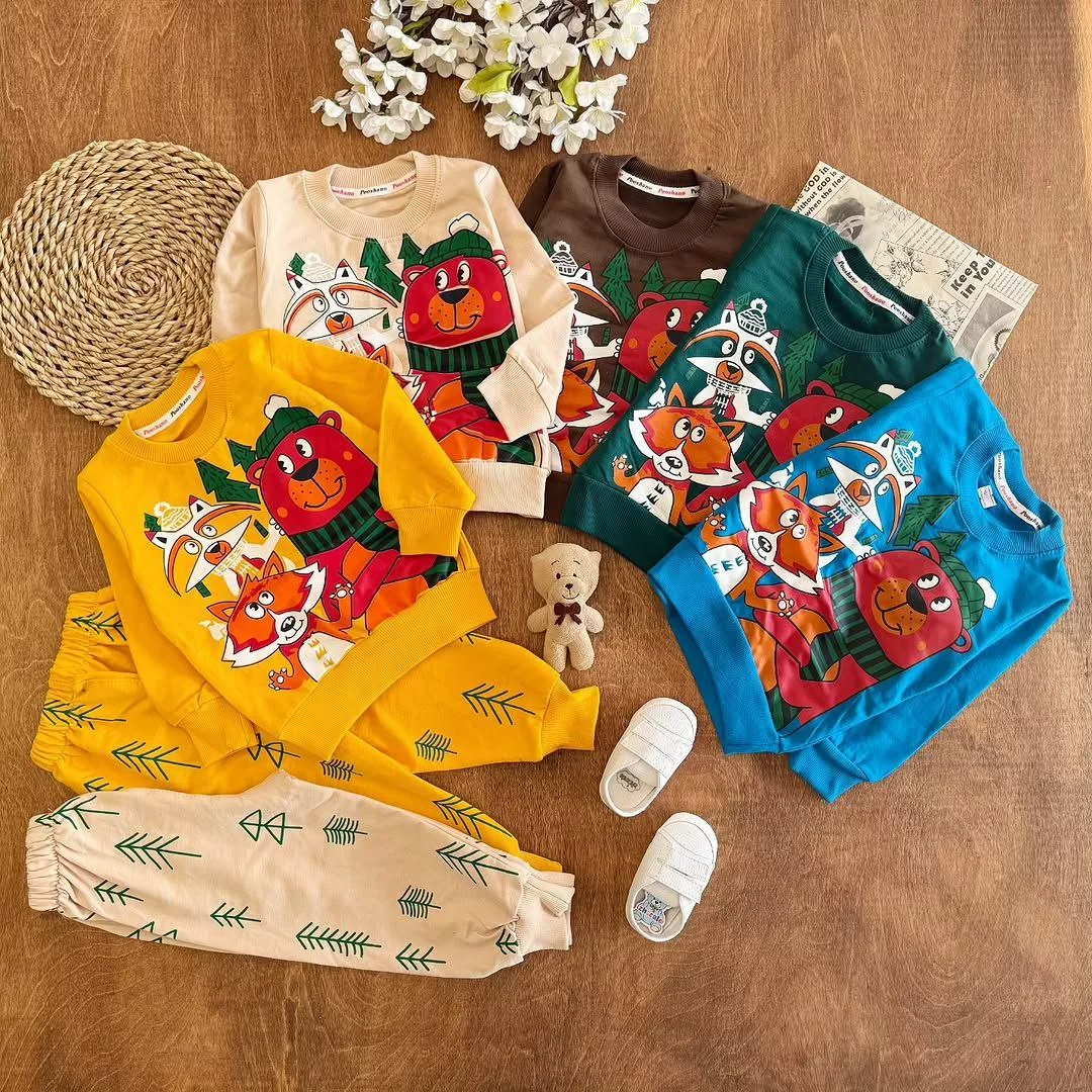 بلوز شلوار خرس شالگردنی روباه راکون سایز ۳۵ تا ۴۵ کد ۵۳۸۶