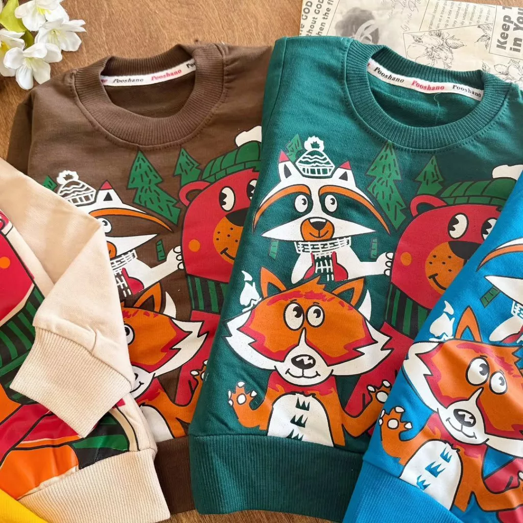 بلوز شلوار خرس شالگردنی روباه راکون سایز ۳۵ تا ۴۵ کد ۵۳۸۶