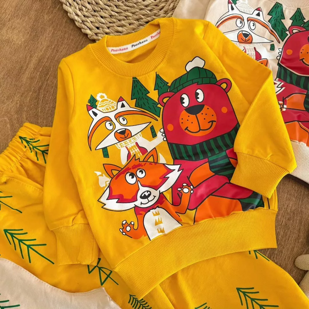 بلوز شلوار خرس شالگردنی روباه راکون سایز ۳۵ تا ۴۵ کد ۵۳۸۶