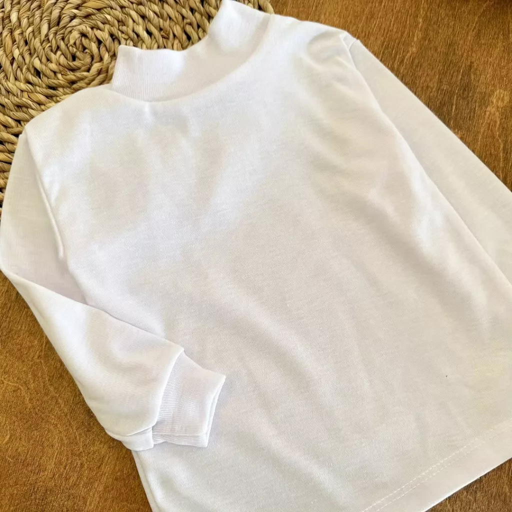 بلوز تک یقه اسکی ۳ سانت سفید سایز ۴ تا ۸ کد ۵۳۸۹