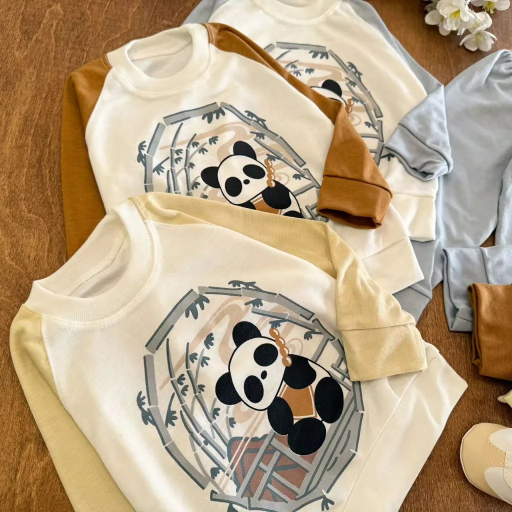 بلوز شلوار پاندا آستین کیمونو سایز ۴ تا ۶ کد ۵۳۹۲