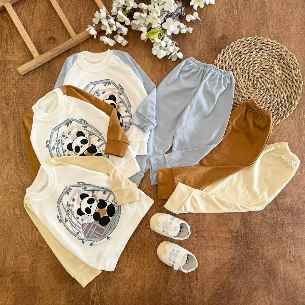 بلوز شلوار پاندا آستین کیمونو سایز ۴ تا ۶ کد ۵۳۹۲