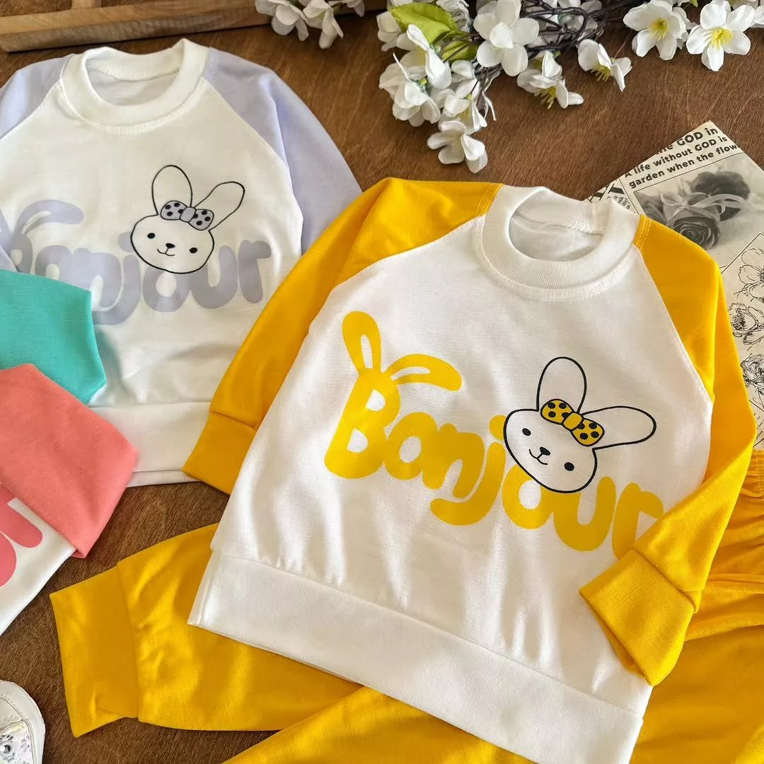 بلوز شلوار خرگوش Bonjour آستین کیمونو سایز ۴ تا ۶ کد ۵۳۹۳