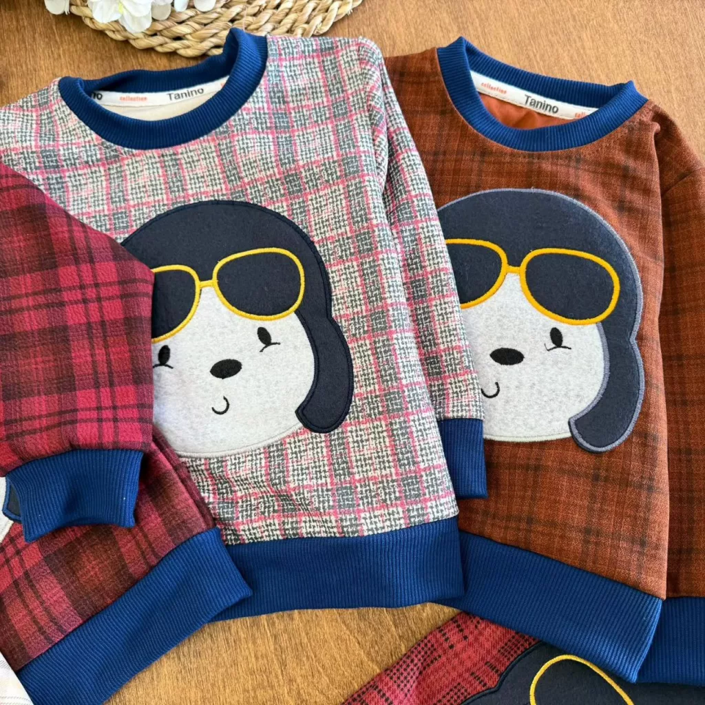 بلوز شلوار چارخونه سگ عینکی سایز ۳۵،۴۰ کد ۵۳۹۴