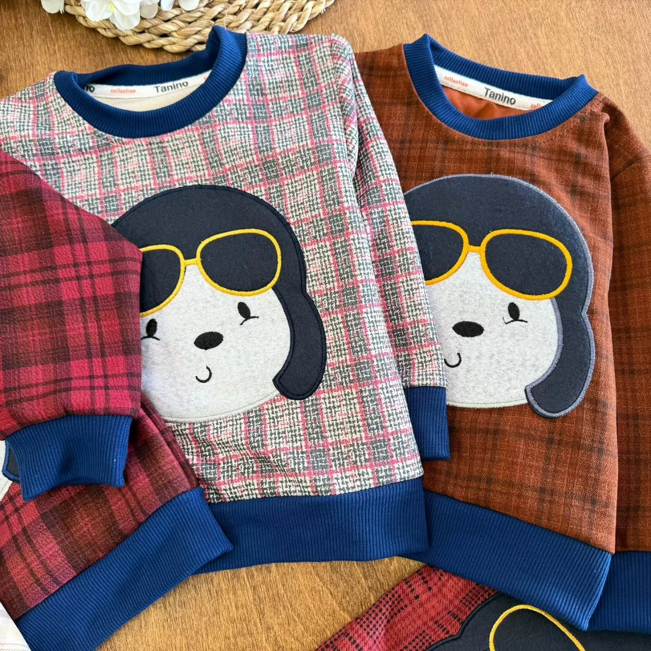 بلوز شلوار چارخونه سگ عینکی سایز ۳۵،۴۰ کد ۵۳۹۴