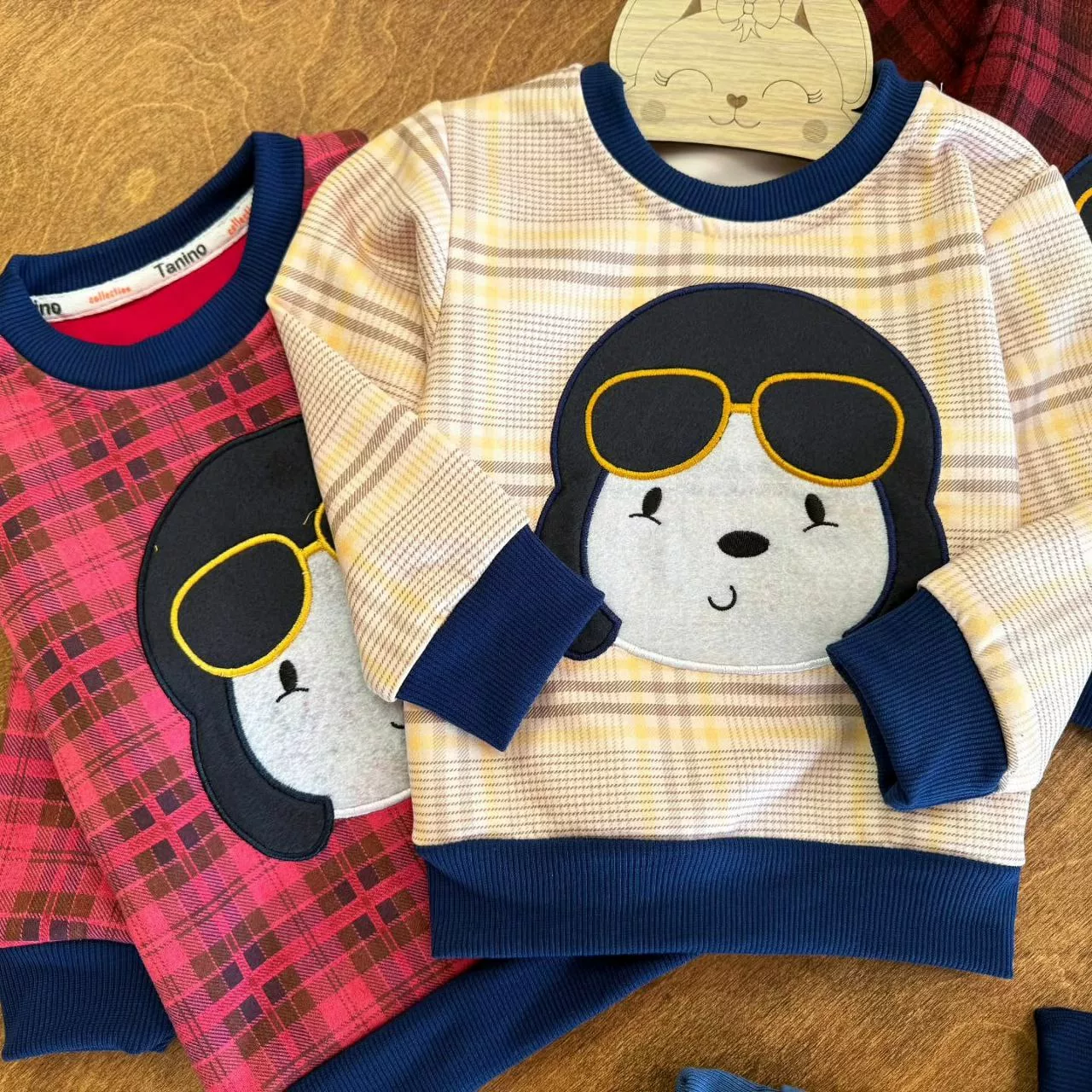 بلوز شلوار چارخونه سگ عینکی سایز ۳۵،۴۰ کد ۵۳۹۴