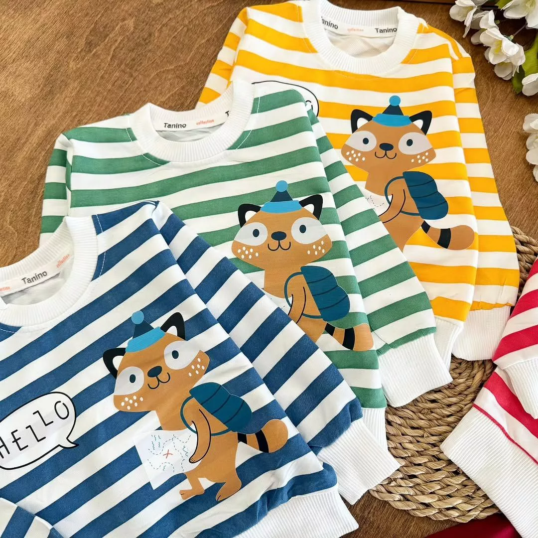 بلوز شلوار راه راه راکون Hello سایز ۳۵ تا ۴۵ کد ۵۳۹۸