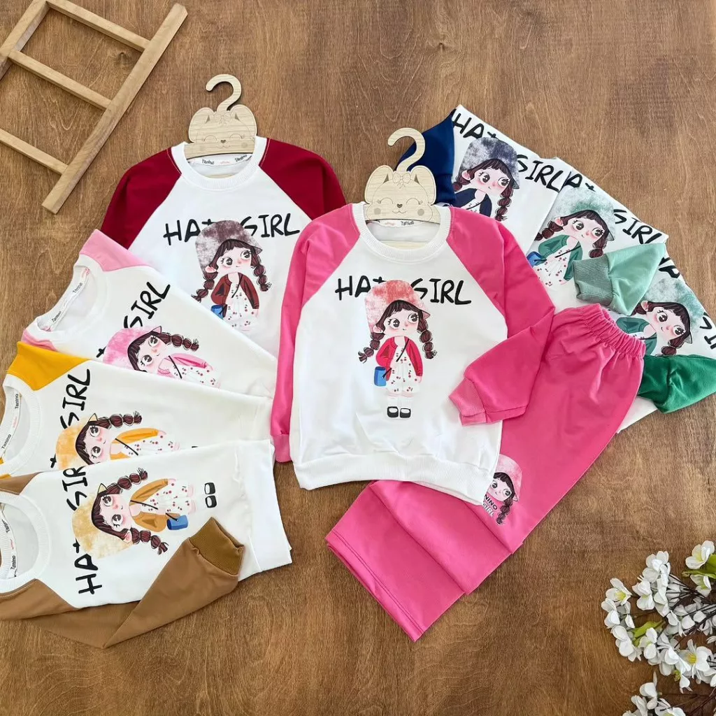 بلوز شلوار دختر کوچولوی کلاهدار hat girl سایز ۴۵ تا ۵۰ کد ۵۴۰۹