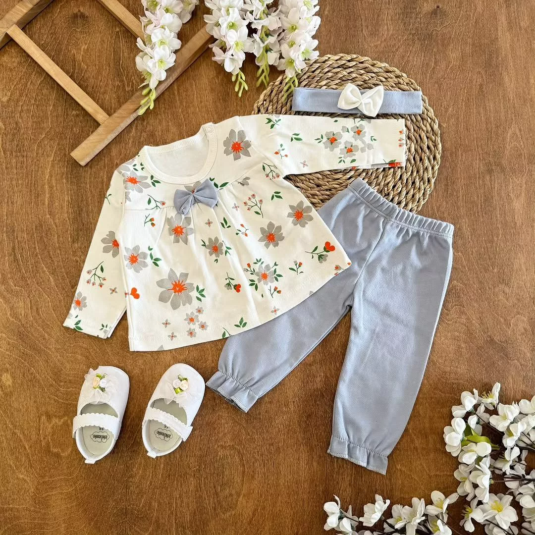 سارافون شلوار هددار طرح گل سایز ۱ تا ۴ کد ۵۴۱۵