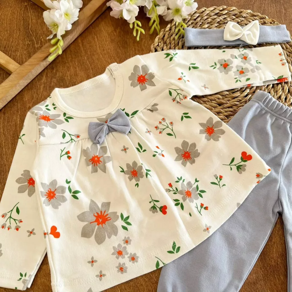 سارافون شلوار هددار طرح گل سایز ۱ تا ۴ کد ۵۴۱۵