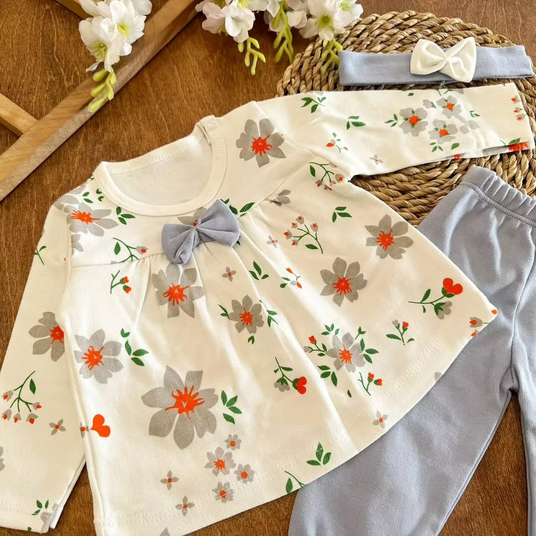 سارافون شلوار هددار طرح گل سایز ۱ تا ۴ کد ۵۴۱۵