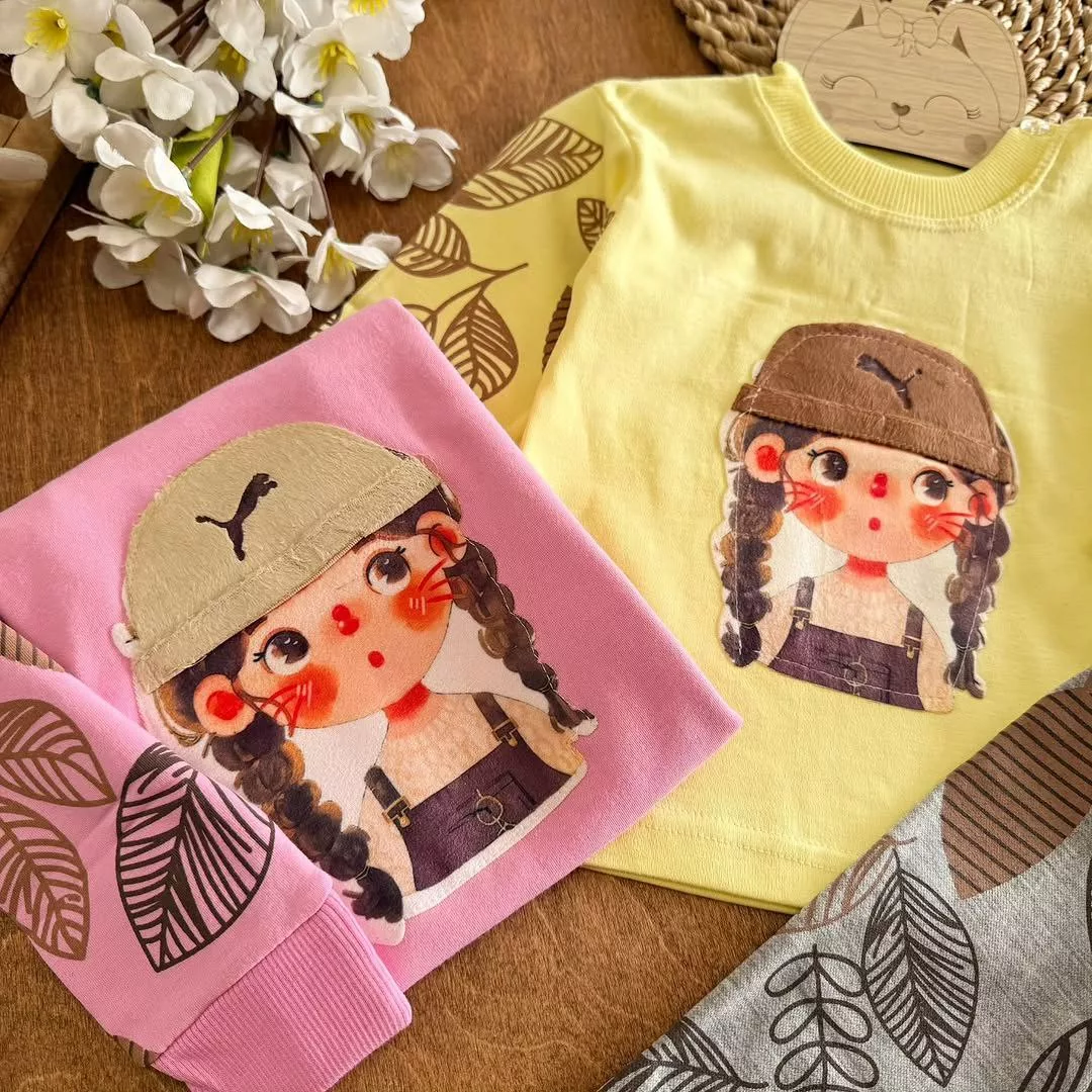 بلوز شلوار دخترک کلاهدار سایز ۳،۴ کد ۵۴۱۶