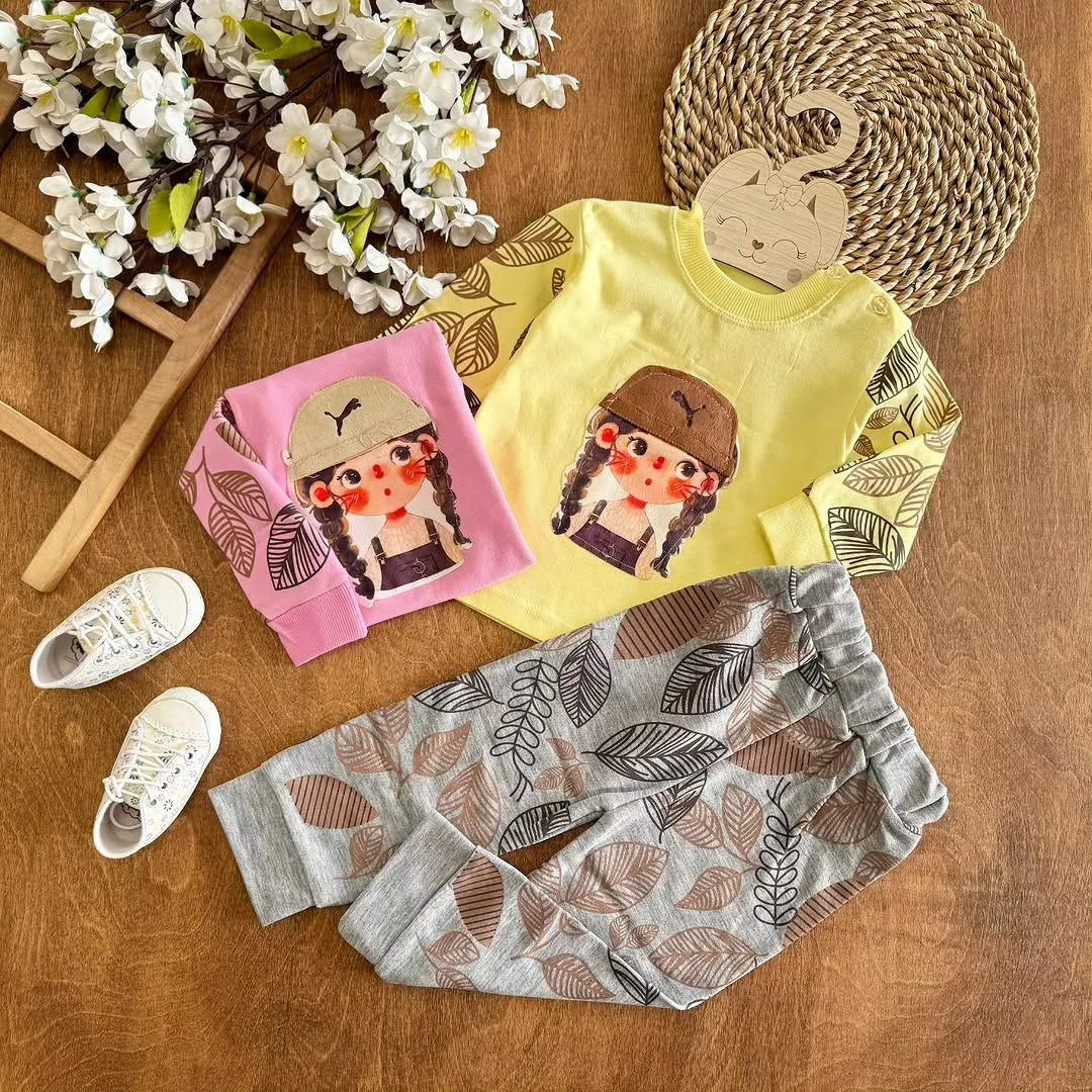 بلوز شلوار دخترک کلاهدار سایز ۳،۴ کد ۵۴۱۶