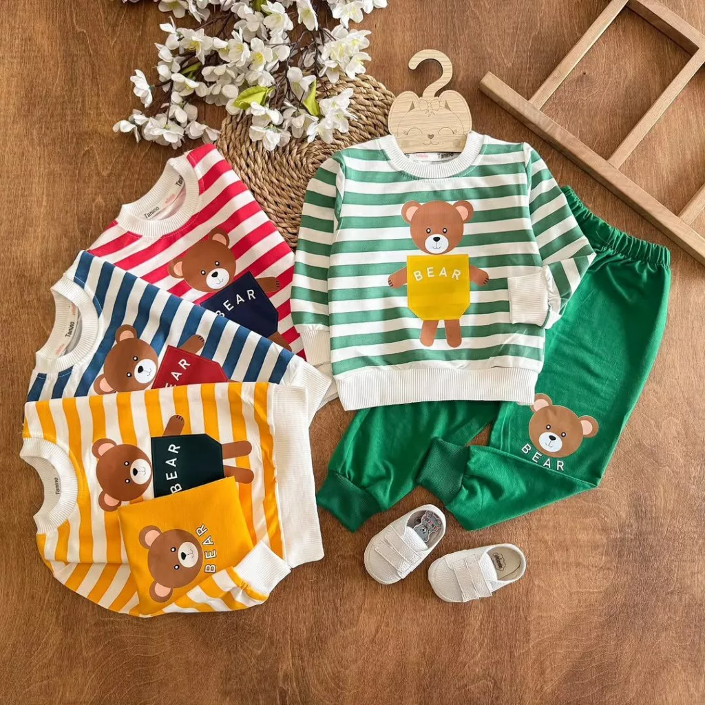 بلوز شلوار راه راه خرس Bear (ایراددار) کد ۵۴۱۱-1