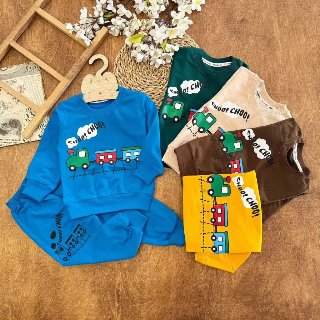 بلوز شلوار طرح قطار سایز ۳۵ تا ۴۵ کد ۵۴۲۵