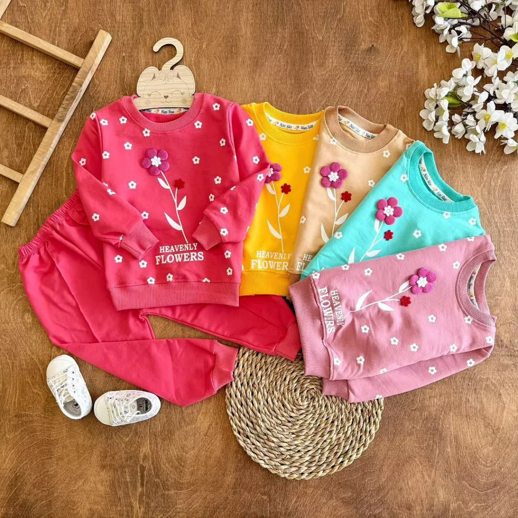 بلوز شلوار گل برجسته ns سایز ۳۵ تا ۴۵ کد ۵۴۳۵