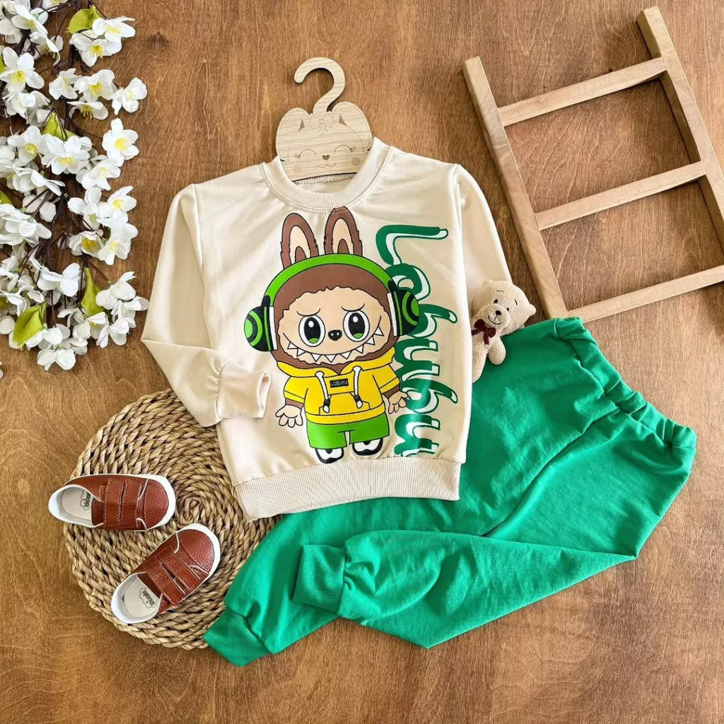 بلوز شلوار لبوبو هدفونی سبز سایز ۴۰،۴۵ کد ۵۴۵۲