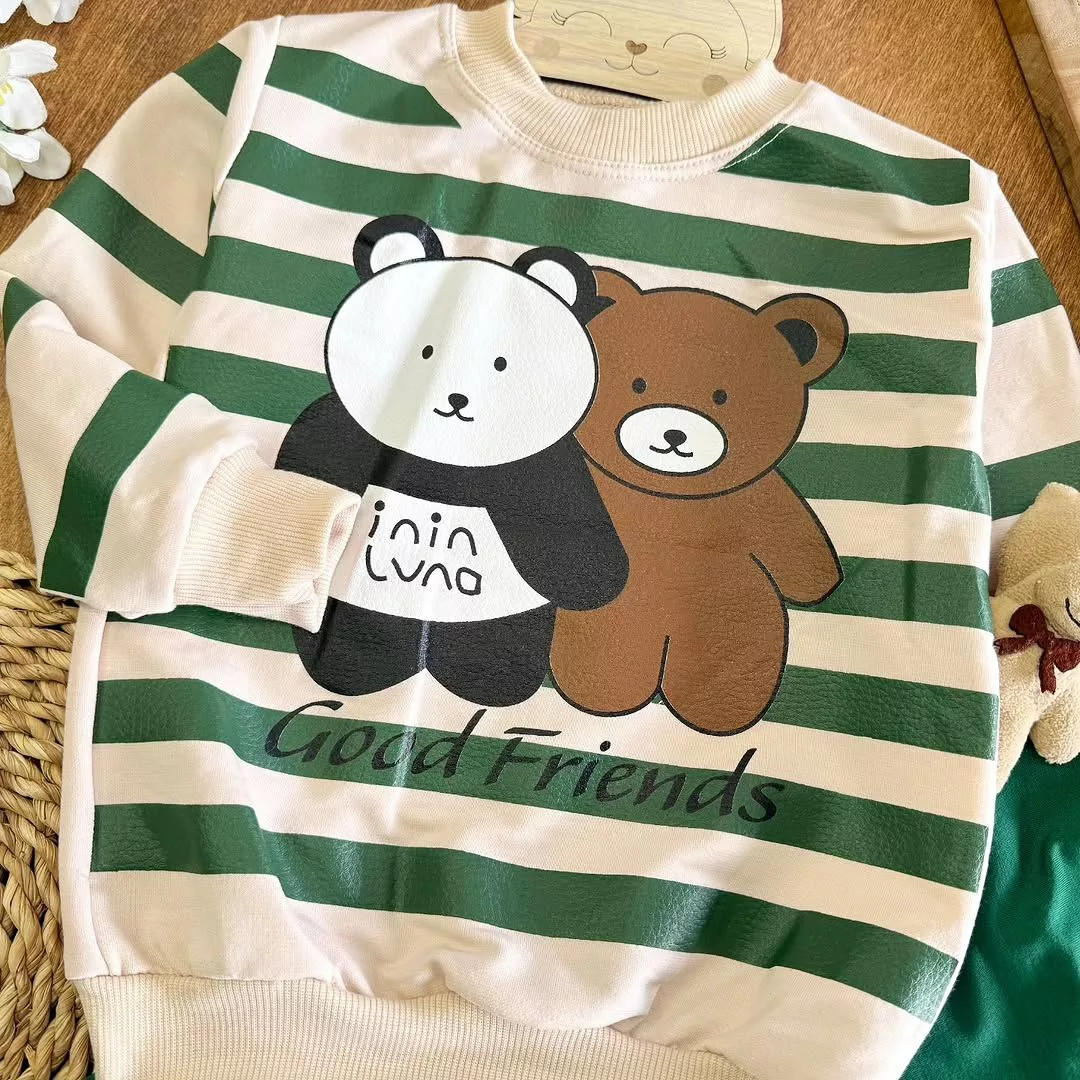 بلوز شلوار راه راه خرس و پاندا سایز ۴۰،۴۵ کد ۵۴۵۴