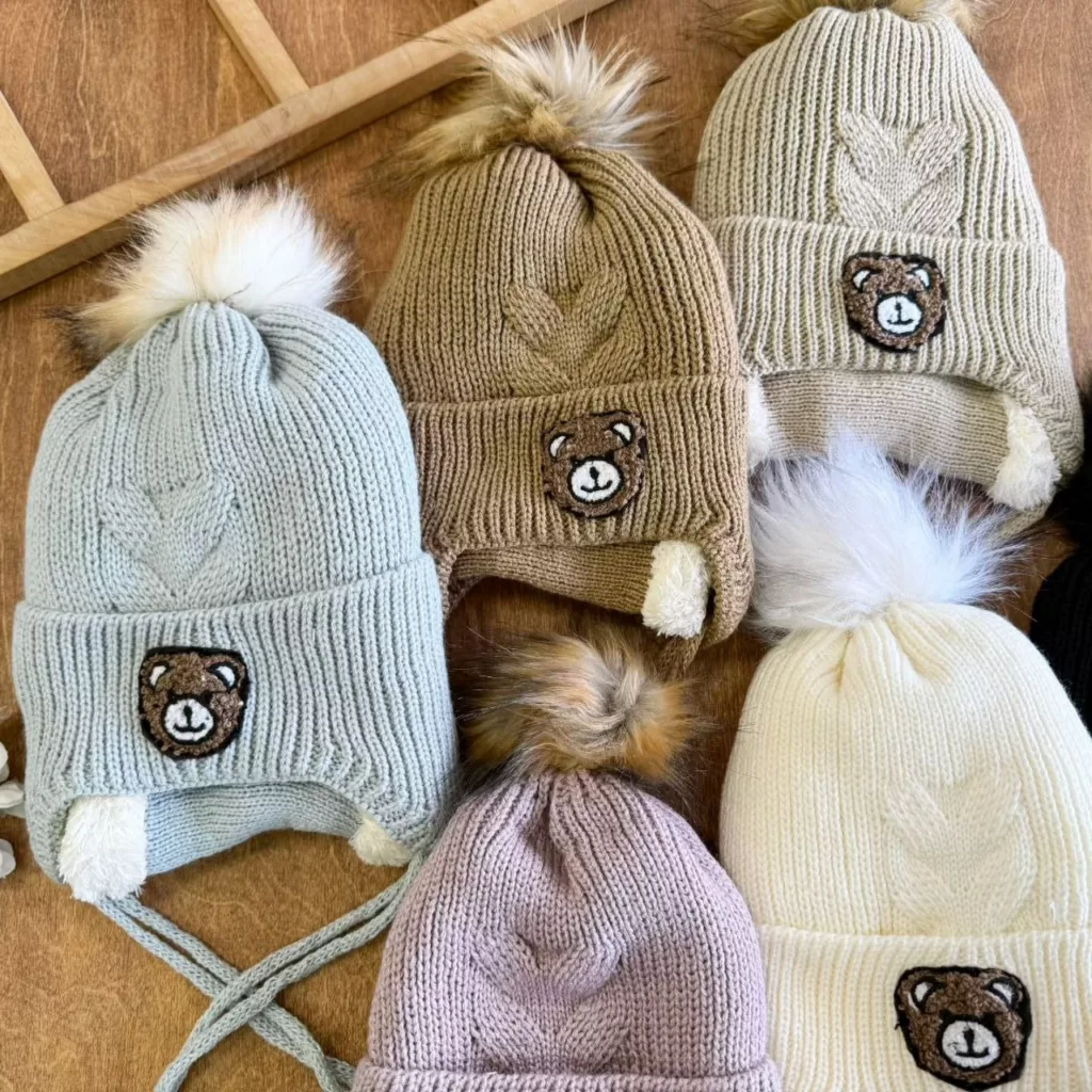 کلاه و شال گردنی خرس بنددار کد ۵۴۷۳