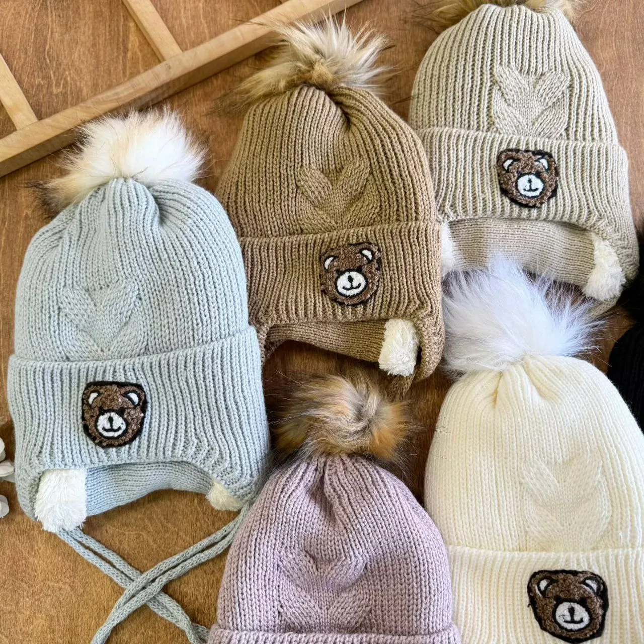 کلاه و شال گردنی خرس بنددار کد ۵۴۷۳