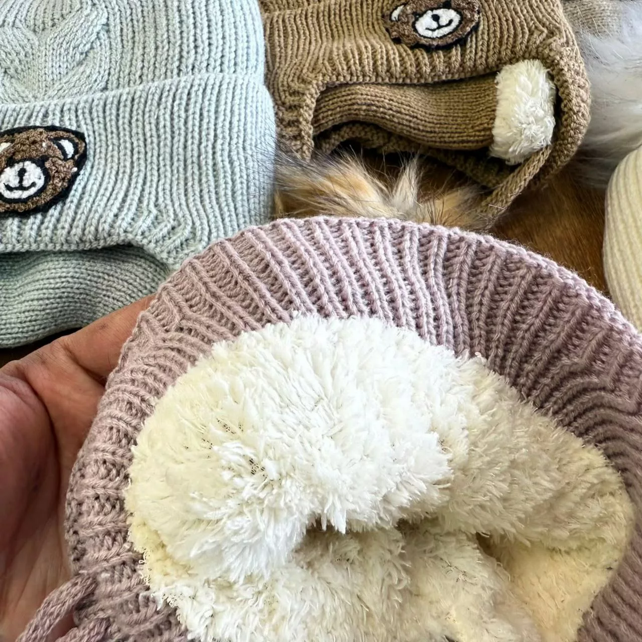 کلاه و شال گردنی خرس بنددار کد ۵۴۷۳