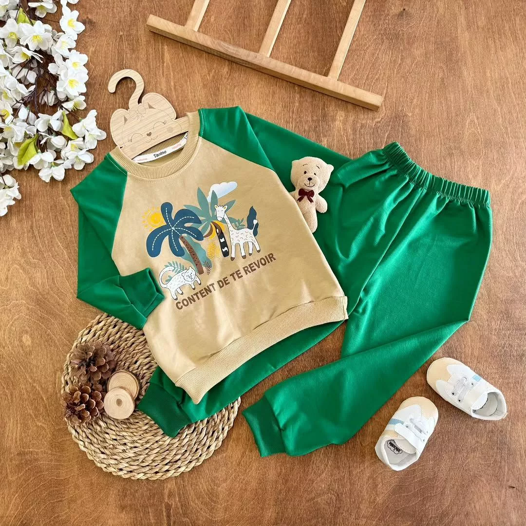 بلوز شلوار نخل و حیوانات سایز ۳۵ تا ۴۵ کد ۵۴۸۴