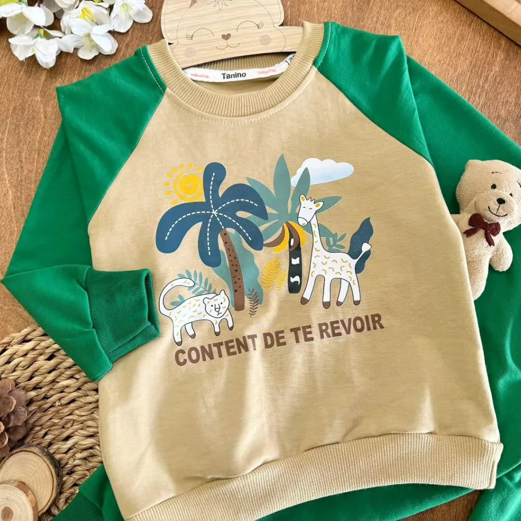 بلوز شلوار نخل و حیوانات سایز ۳۵ تا ۴۵ کد ۵۴۸۴