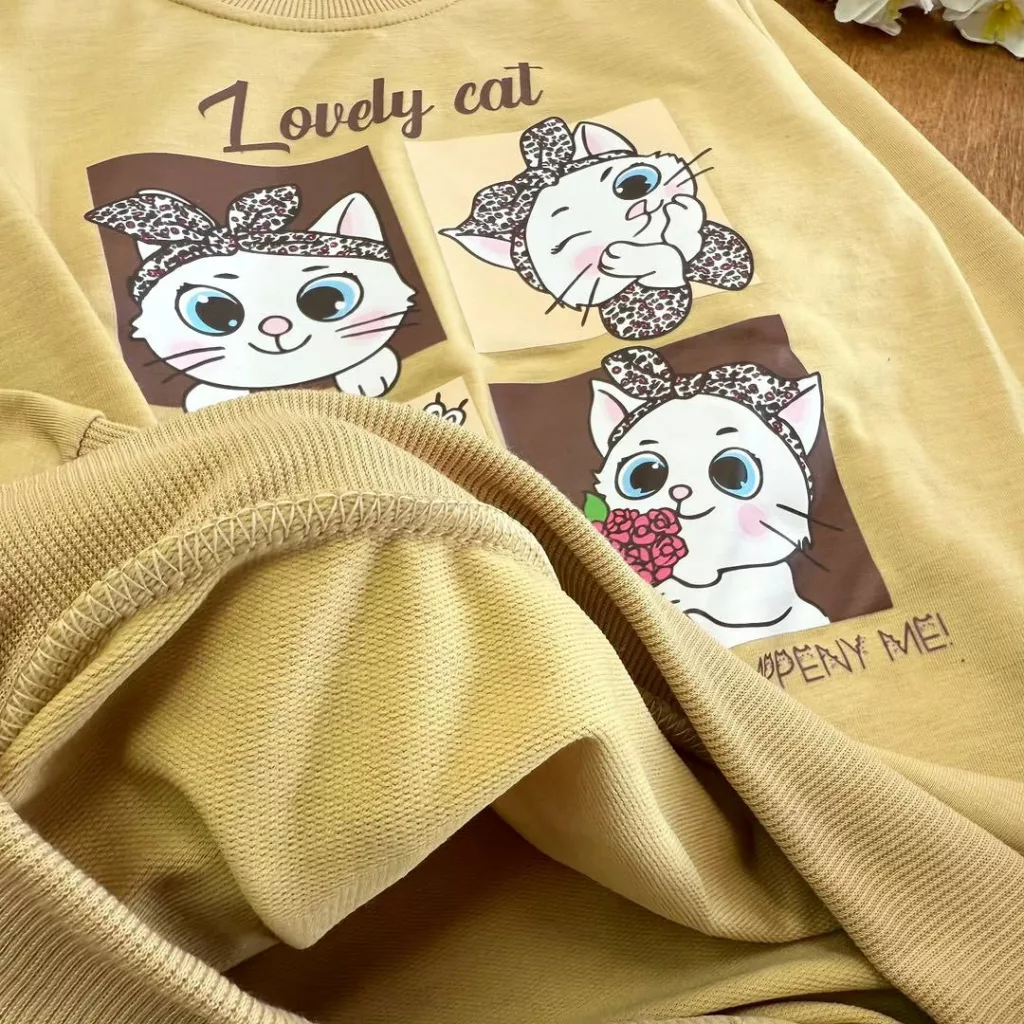 بلوز شلوار گربه پاپیونی پلنگی lovely cat سایز ۵۰ تا ۶۰ کد ۵۴۸۵