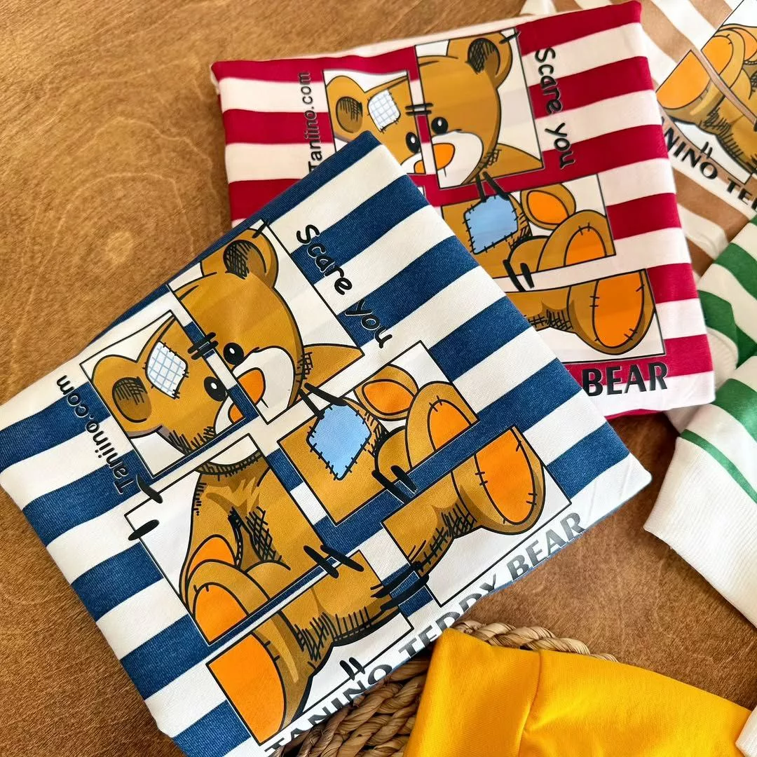 بلوز شلوار راه راه خرس تدی چند تکه سایز ۳۵ تا ۴۵ کد ۵۴۸۸