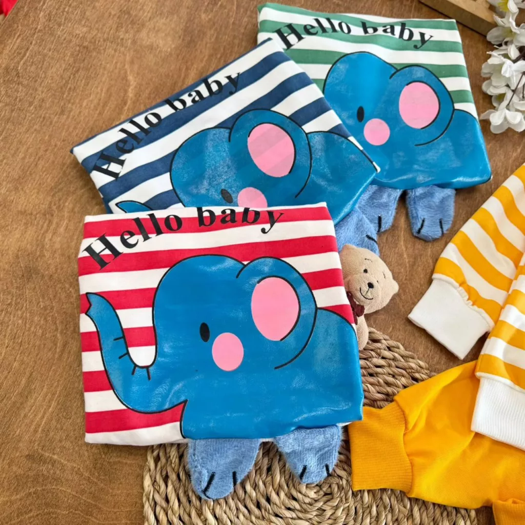 بلوز شلوار راه راه فیل پادار سایز ۳۵ تا ۴۵ کد ۵۴۹۱